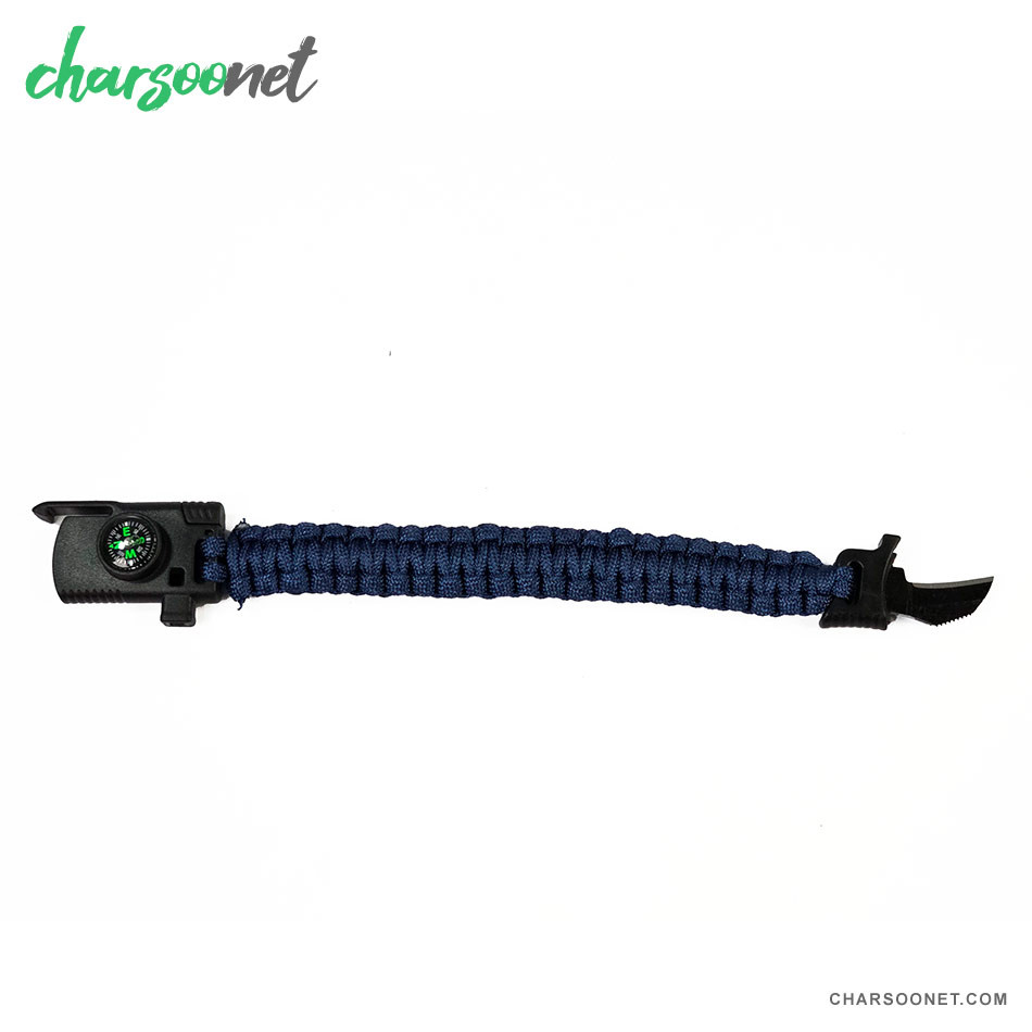 دستبند پاراکورد تاکتیکال همراه قطب نما و چاقوی مخفی و آتش زنه