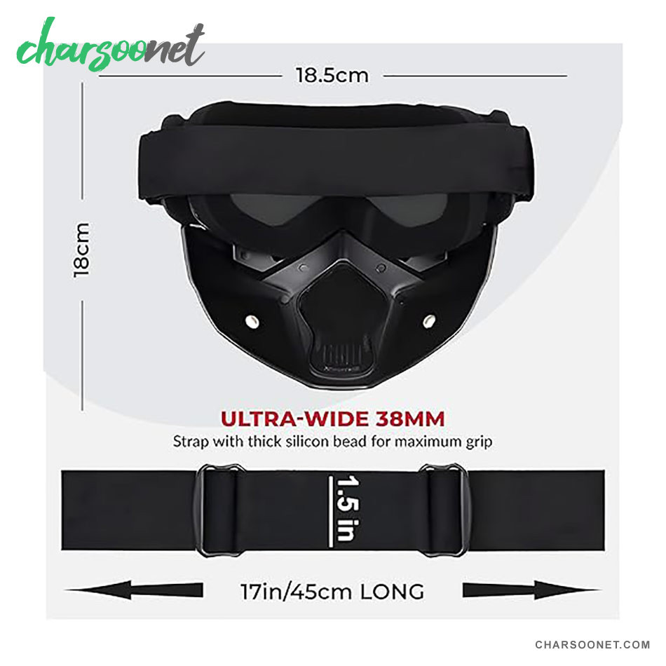 عینک طوفان و موتورسواری فیس دار اصل