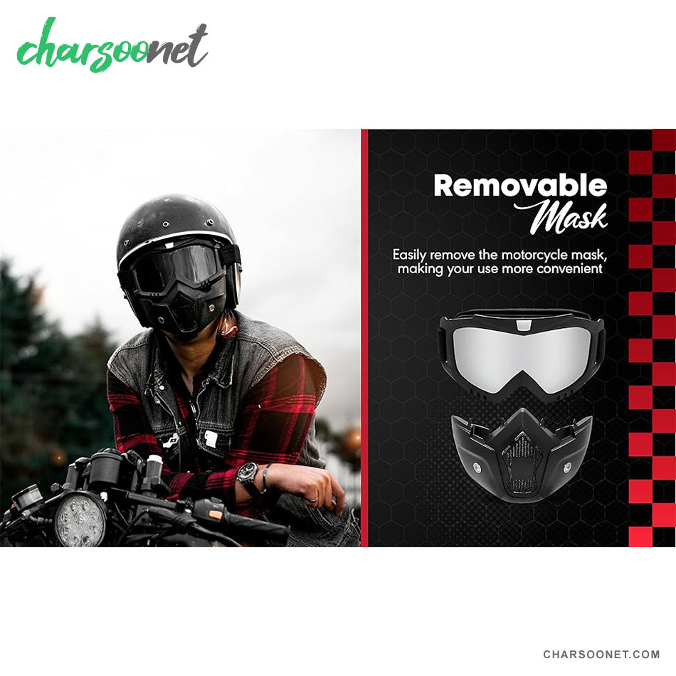 عینک طوفان و موتورسواری فیس دار اصل