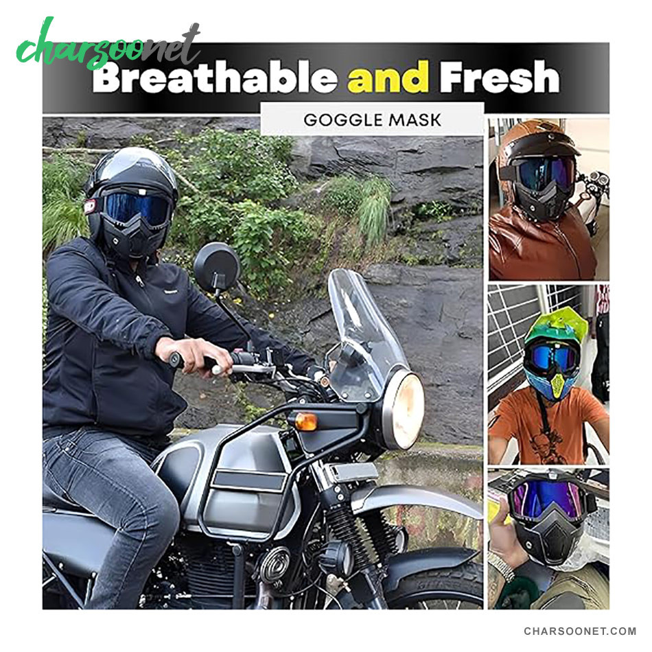 عینک فیس دار موتورسواری و طوفان اصل