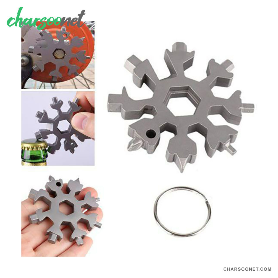 آچار ۱۸ کاره جیبی ضدزنگ مدل دانه برف