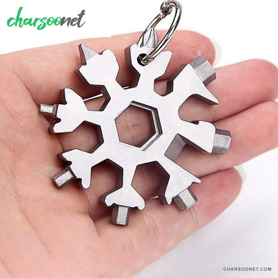 آچار ۱۸ کاره جیبی ضدزنگ مدل دانه برف