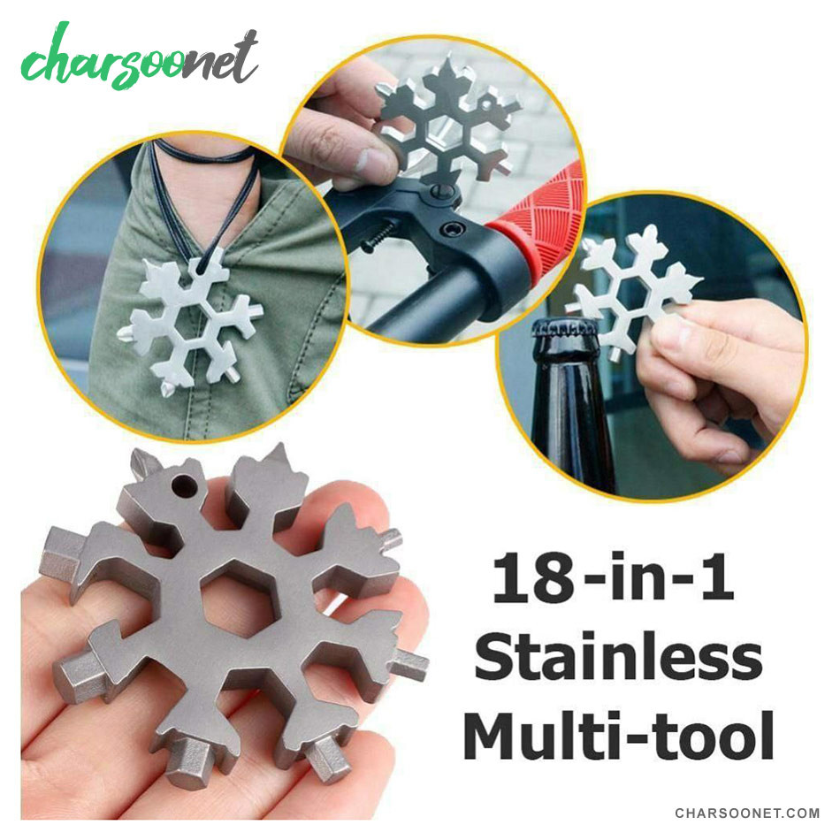 آچار ۱۸ کاره جیبی ضدزنگ مدل دانه برف