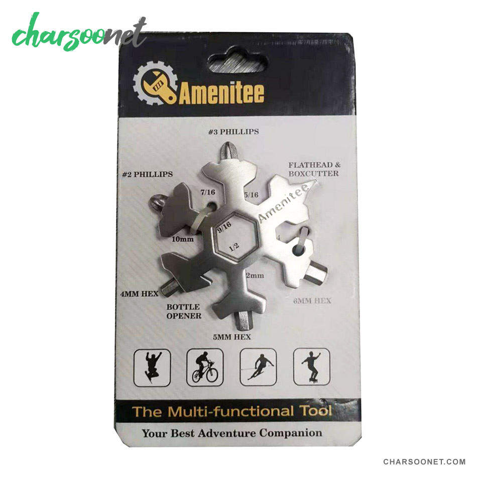 آچار ۱۸ کاره جیبی ضدزنگ مدل دانه برف