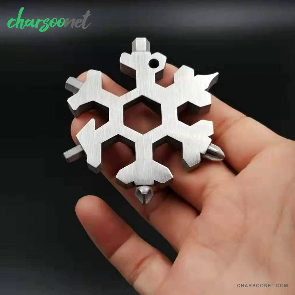 آچار ۱۸ کاره جیبی ضدزنگ مدل دانه برف