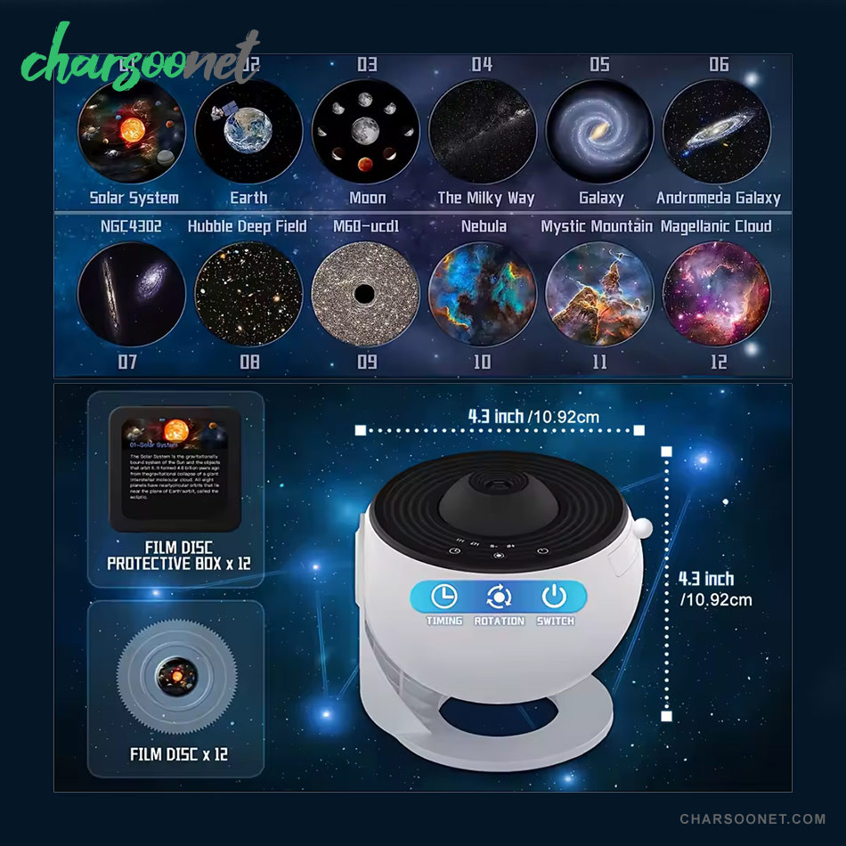 پروژکتور کهکشانی همراه 12 دیسک فیلم HD