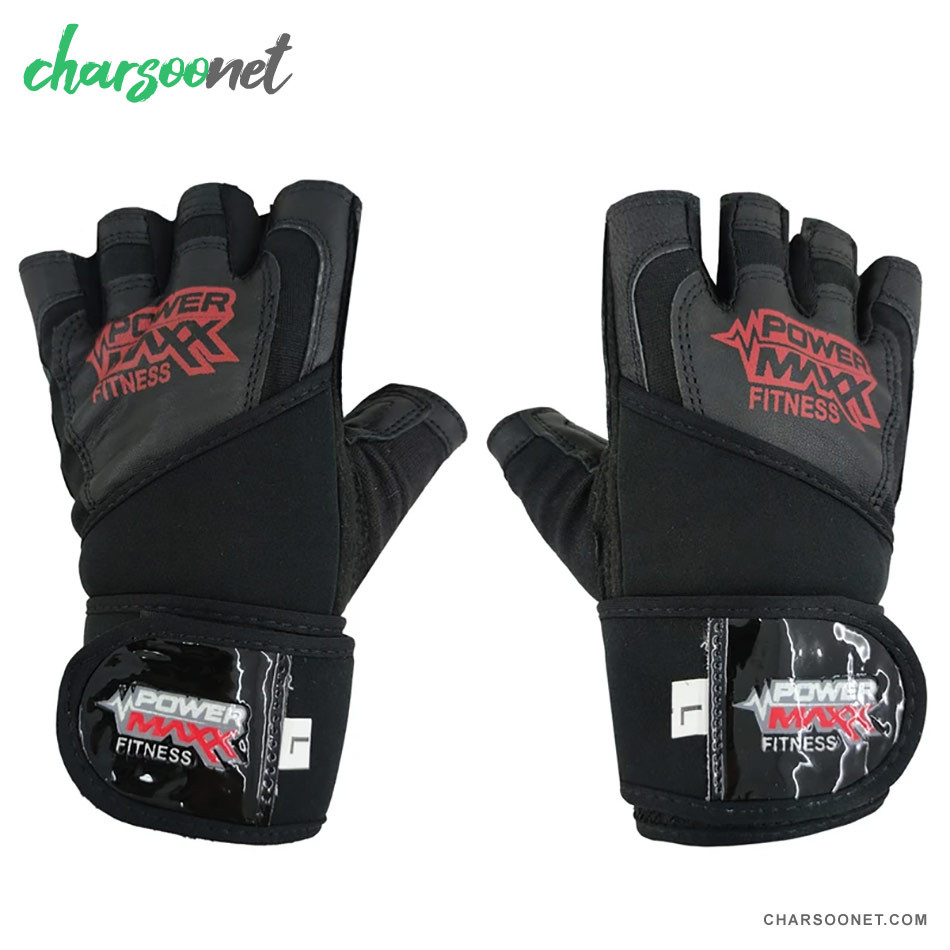 دستکش ورزشی نیم انگشتی مچدار Power Max