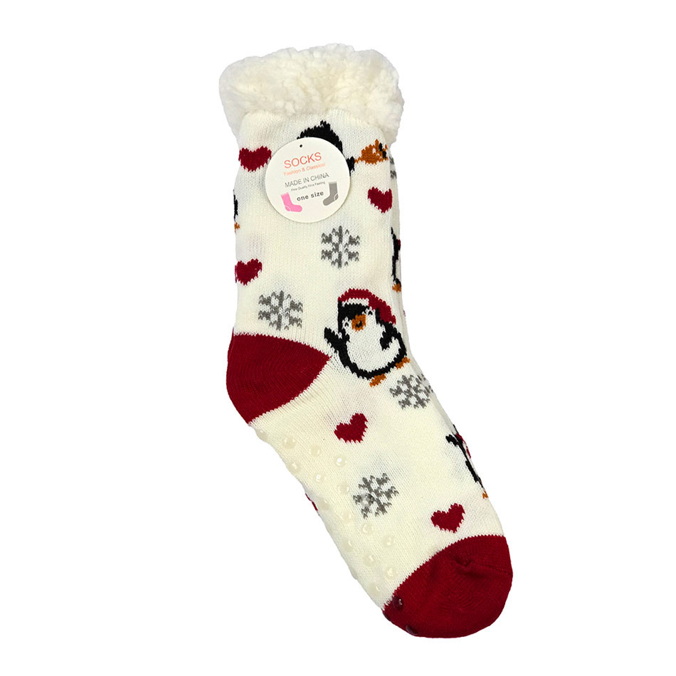 پاپوش کریسمسی استپ دار داخل خز طرح پینگو فری سایز