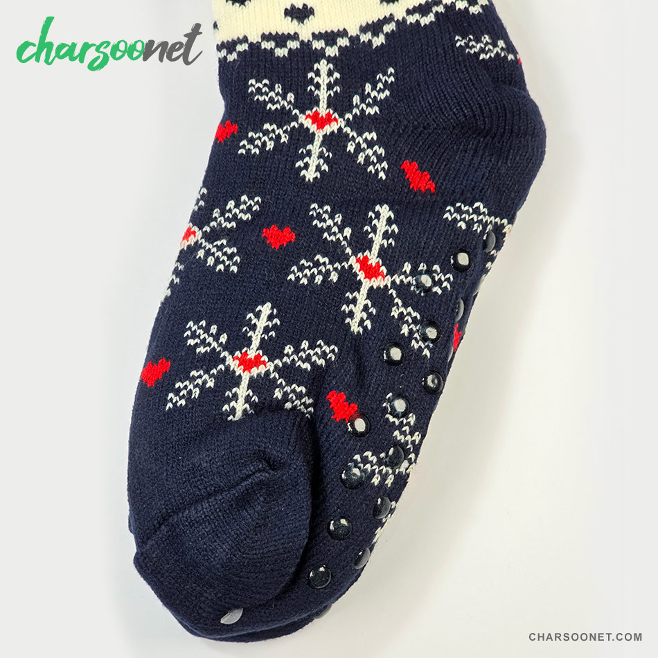 جوراب پاپوش کریسمسی استپ دار داخل خز فری سایز