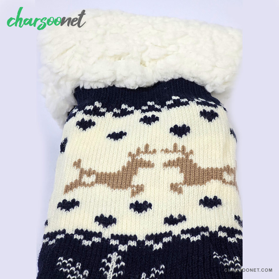 جوراب پاپوش کریسمسی استپ دار داخل خز فری سایز