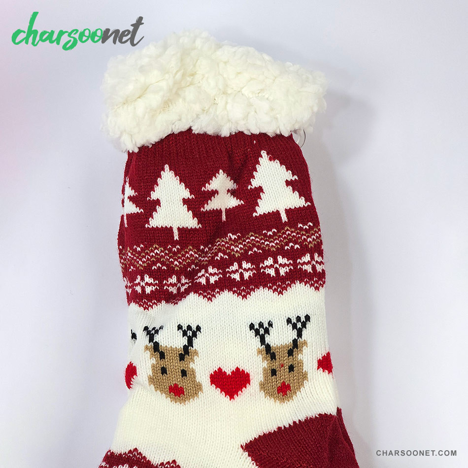 پاپوش کریسمسی استپ دار داخل خز فری سایز طرح گوزن