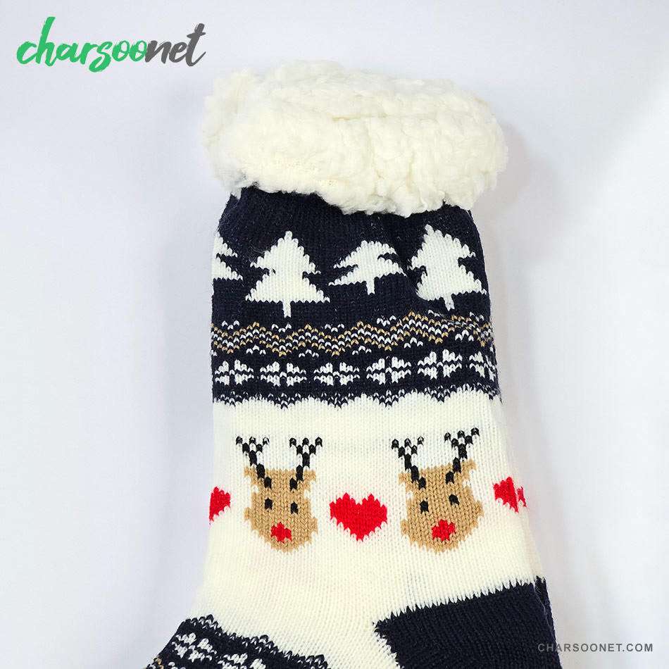 پاپوش کریسمسی استپ دار داخل خز فری سایز طرح گوزن