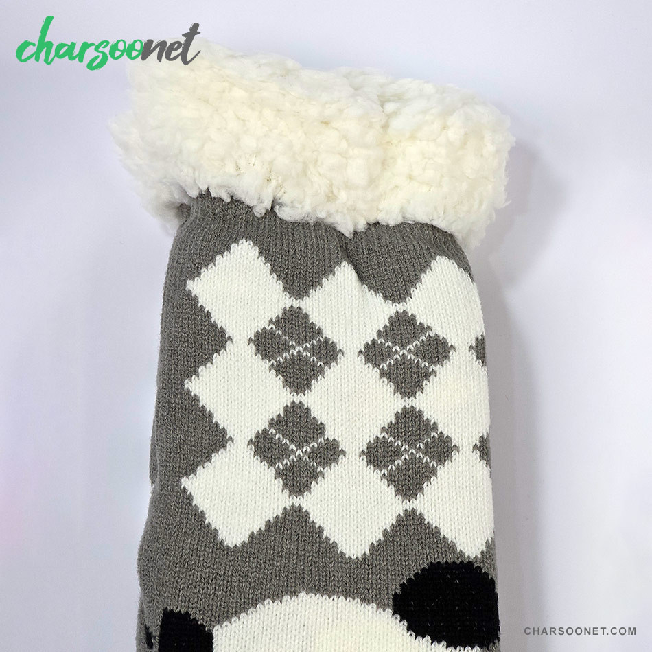 پاپوش کریسمسی کف استپ دار داخل خز فری سایز طرح پاندا