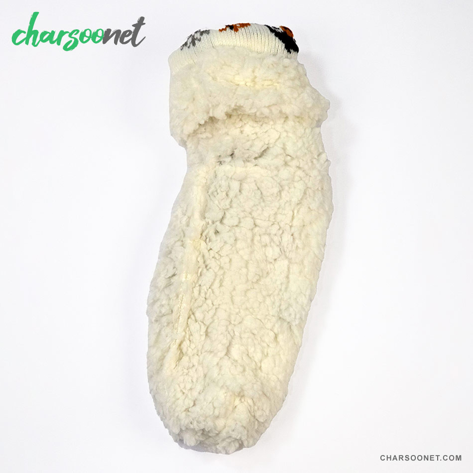 جوراب پاپوش خزدار زنانه طرح قورباغه Hello فری سایز ضدلغزش و گرم