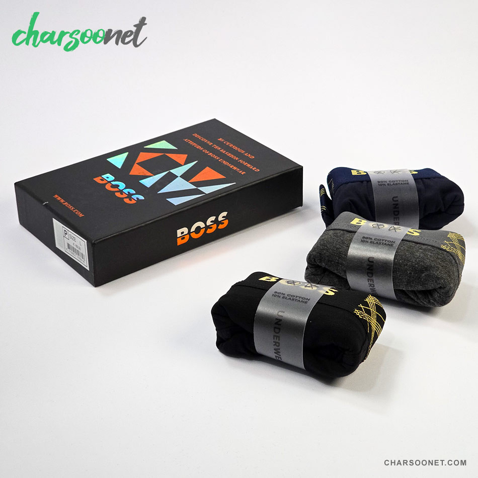 پک سه عددی شورت مردانه پادار نخ پنبه Boss