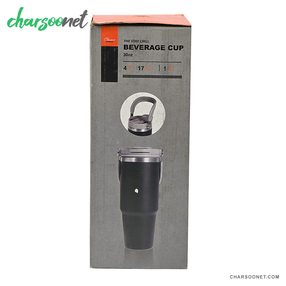 تراول ماگ استیل 900 میلی لیتری نی دار Stay Chill طرح لبوبو