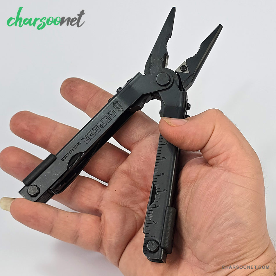 ابزار چندمنظوره Gerber شامل انبر دست، درب‌بازکن و خط‌کش، مناسب طبیعت‌گردی و کارهای خانگی