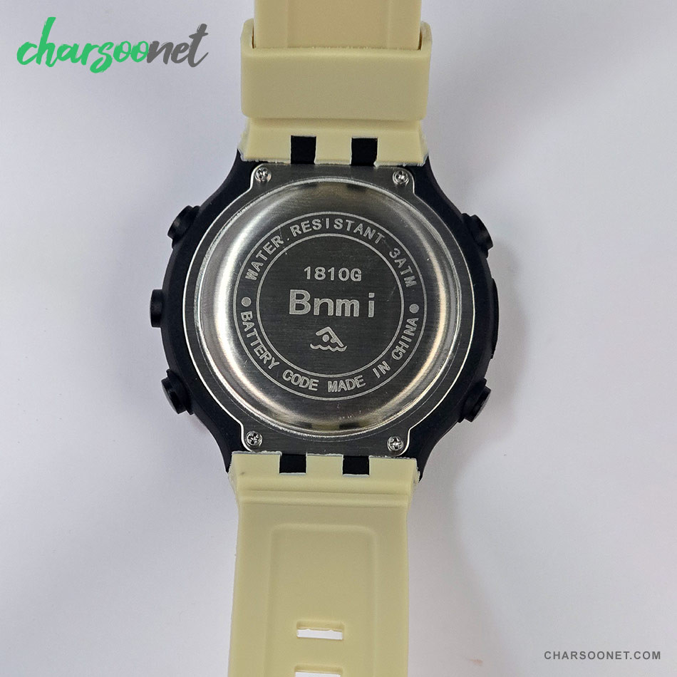 ساعت مچی دیجیتال اسپرت ضدآب بنمی Bnm i مدل ۱۸۱۰G بند کرم روشن