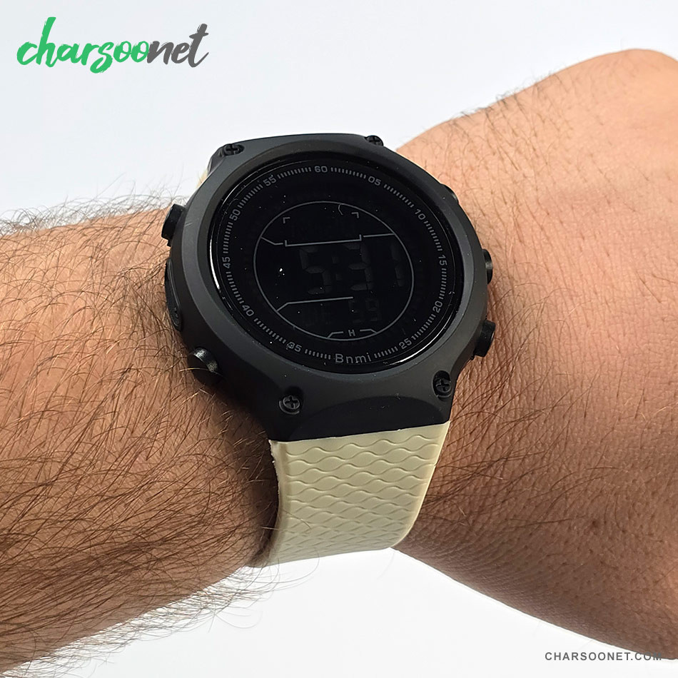 ساعت مچی دیجیتال اسپرت ضدآب بنمی Bnm i مدل ۱۸۱۰G بند کرم روشن