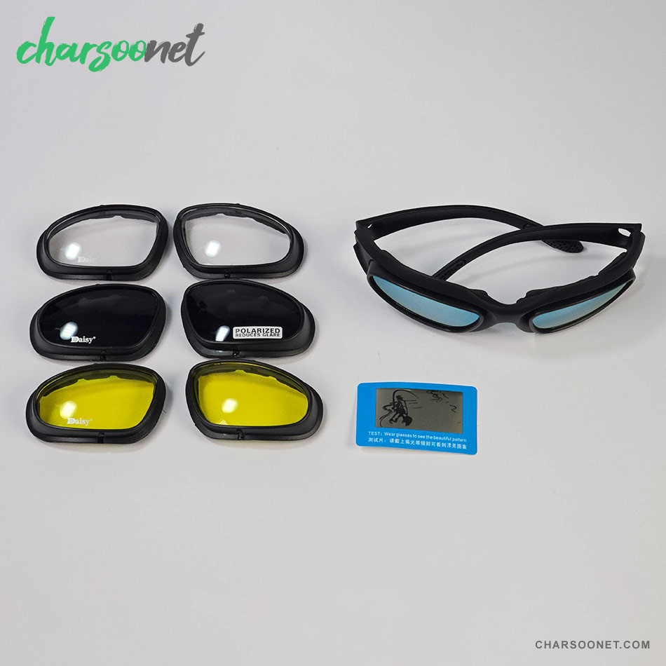 عینک ورزشی دایزی Daisy چندلنزه پلاریزه و UV400 مناسب کوهنوردی و رانندگی و دوچرخه سواری
