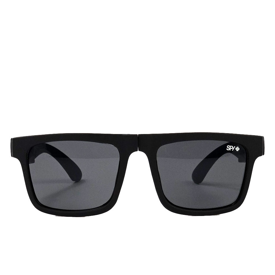 عینک تاشوی آفتابی اسپای پلاس SPY+ Fold فریم مشکی مات، لوگو قرمز و لنز Happy Grey