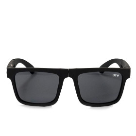 عینک تاشوی آفتابی اسپای پلاس SPY+ Fold فریم مشکی مات، لوگو قرمز و لنز Happy Grey