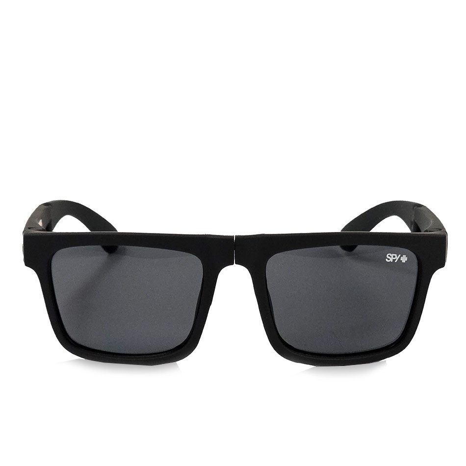 عینک تاشوی آفتابی اسپای پلاس SPY+ Fold فریم مشکی مات، لوگو قرمز و لنز Happy Grey
