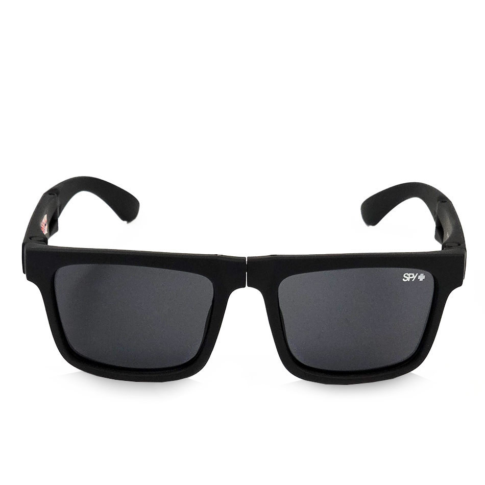 عینک تاشوی آفتابی اسپای پلاس SPY+ Fold فریم مشکی مات، لوگو سفید و لنز Happy Grey