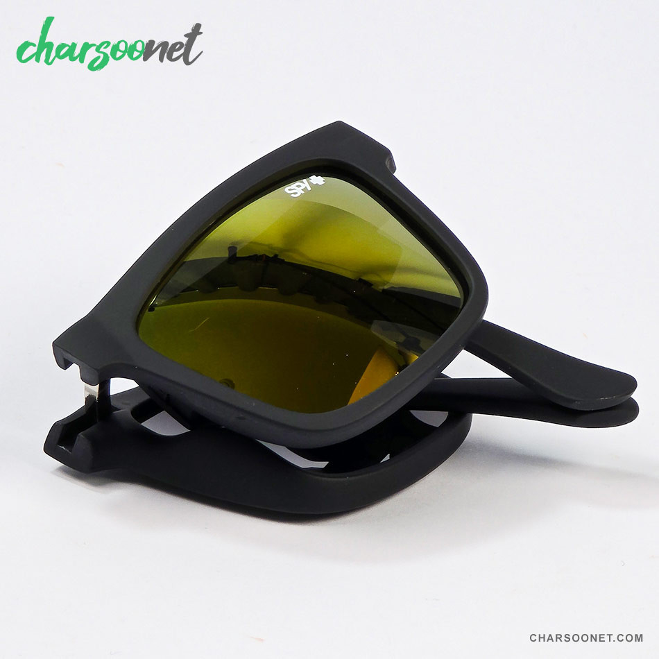 عینک تاشوی آفتابی اسپای پلاس SPY+ Fold با لنز آینه ای طلایی و محافظ یووی