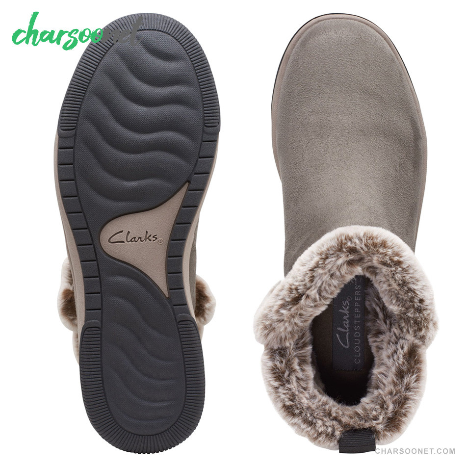 بوت زنانه کلارکس Clarks Cloudsteppers Faux Fur Slip-On