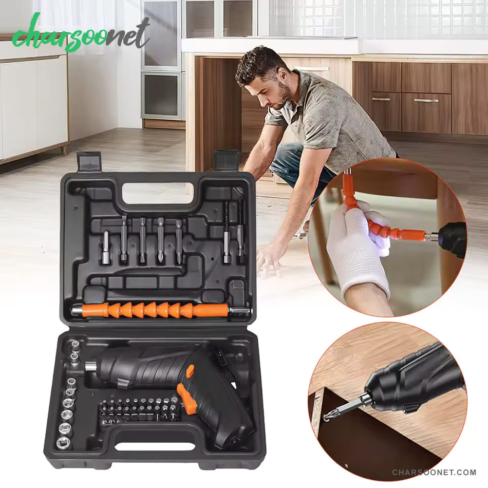 دریل پیچ گوشتی شارژی مجموعه 47 عددی