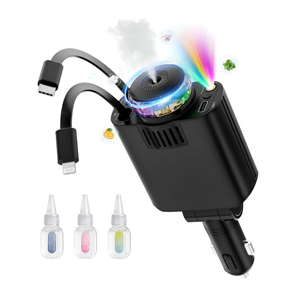 شارژر فندکی خودرو 5 کاره همراه خوشبوکننده و نورپرداز