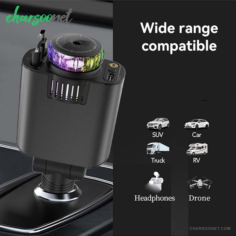 شارژر فندکی خودرو 5 کاره همراه خوشبوکننده و نورپرداز