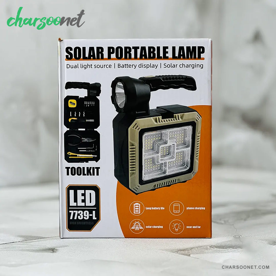 چراغ کمپینگ خورشیدی و جعبه ابزار قابل حمل مدل 7739-L