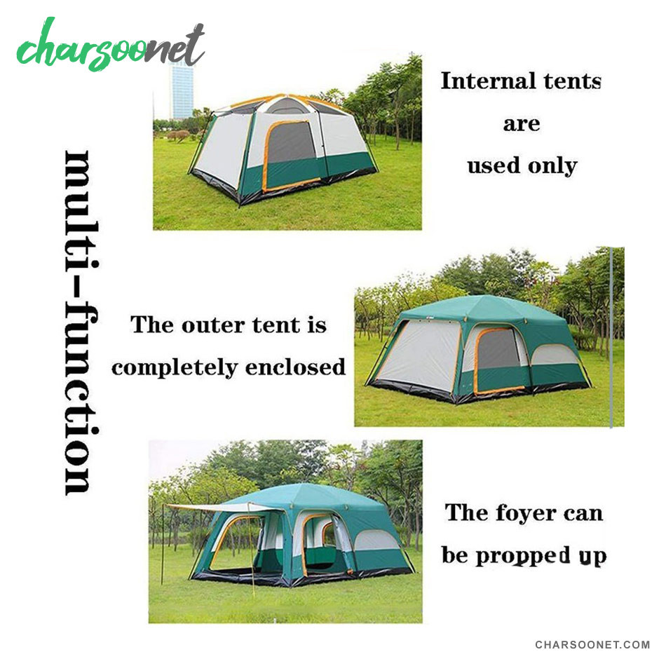 چادر مسافرتی دو خوابه سایبان دار 10نفره وارداتی