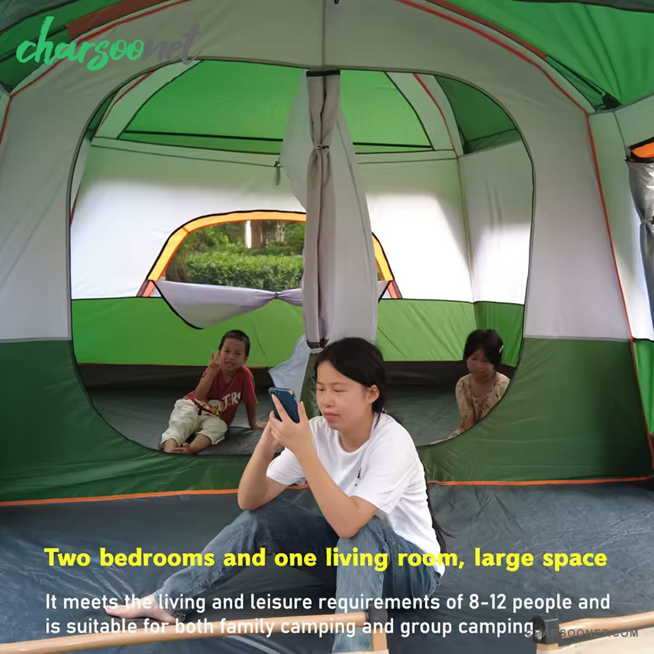 چادر مسافرتی دو خوابه سایبان دار 10نفره وارداتی