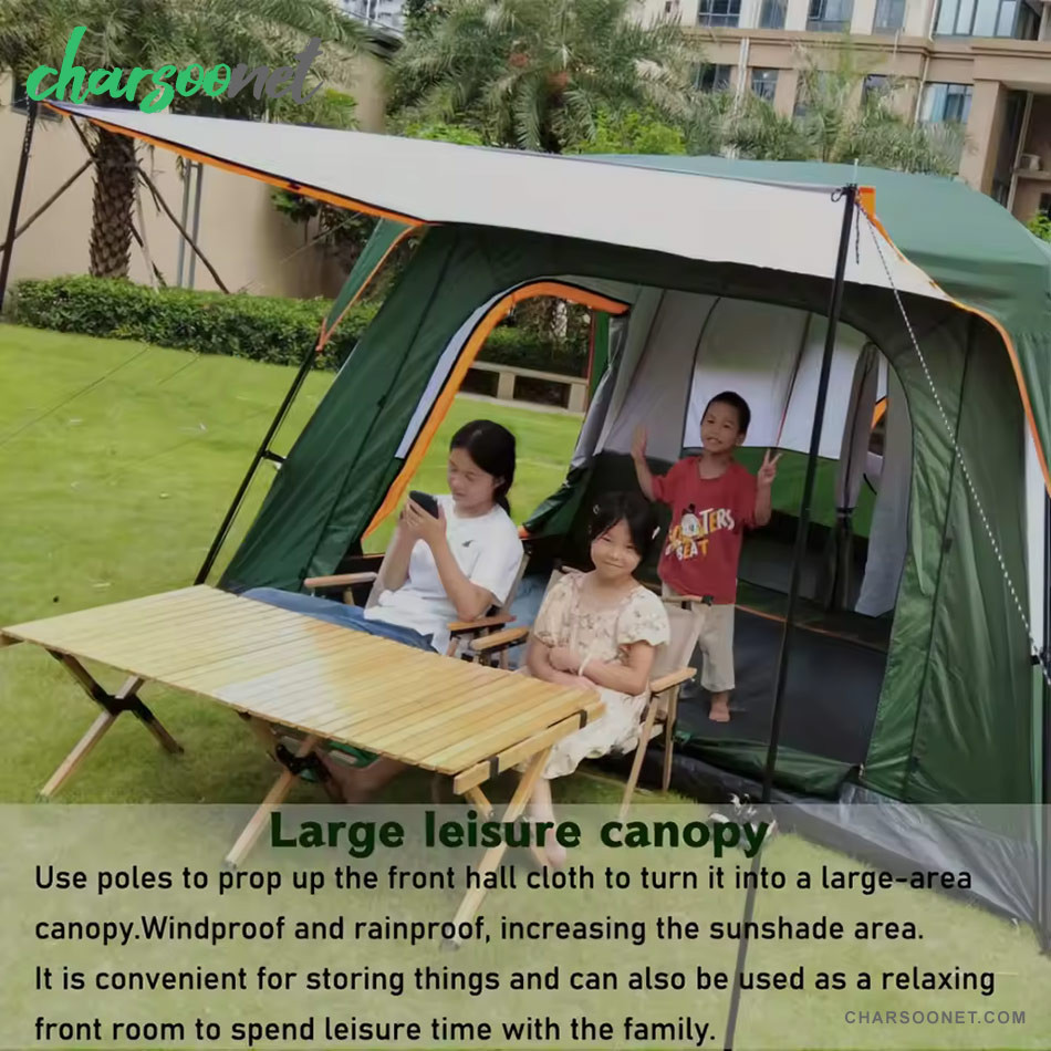 چادر مسافرتی دو خوابه سایبان دار 10نفره وارداتی