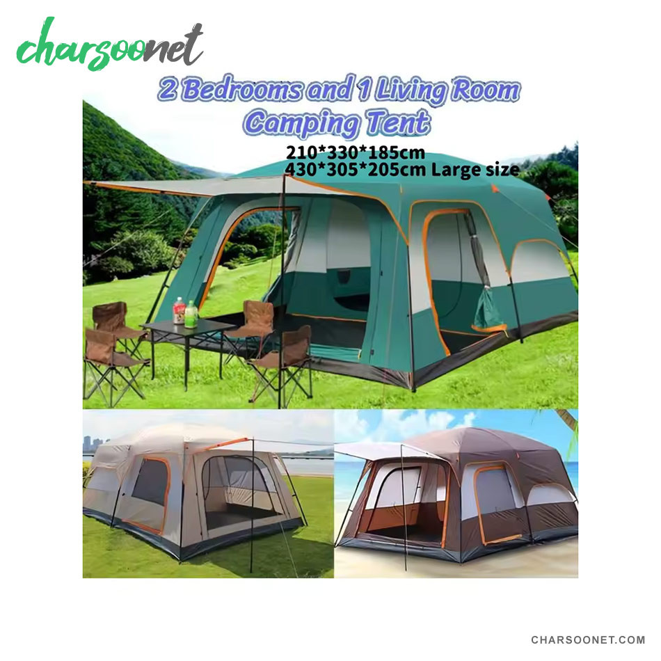 چادر مسافرتی دو خوابه سایبان دار 10نفره وارداتی