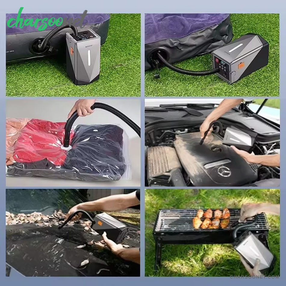 جامپ استارتر خودرو با پمپ باد و بلوئر مدل GF-01 چندکاره پرتابل