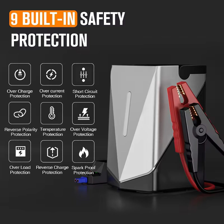 جامپ استارتر خودرو با پمپ باد و بلوئر مدل GF-01 چندکاره پرتابل