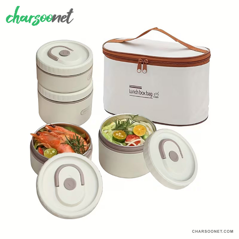 لانچ باکس ۴ تکه همراه کیف عایق دار برزنتی