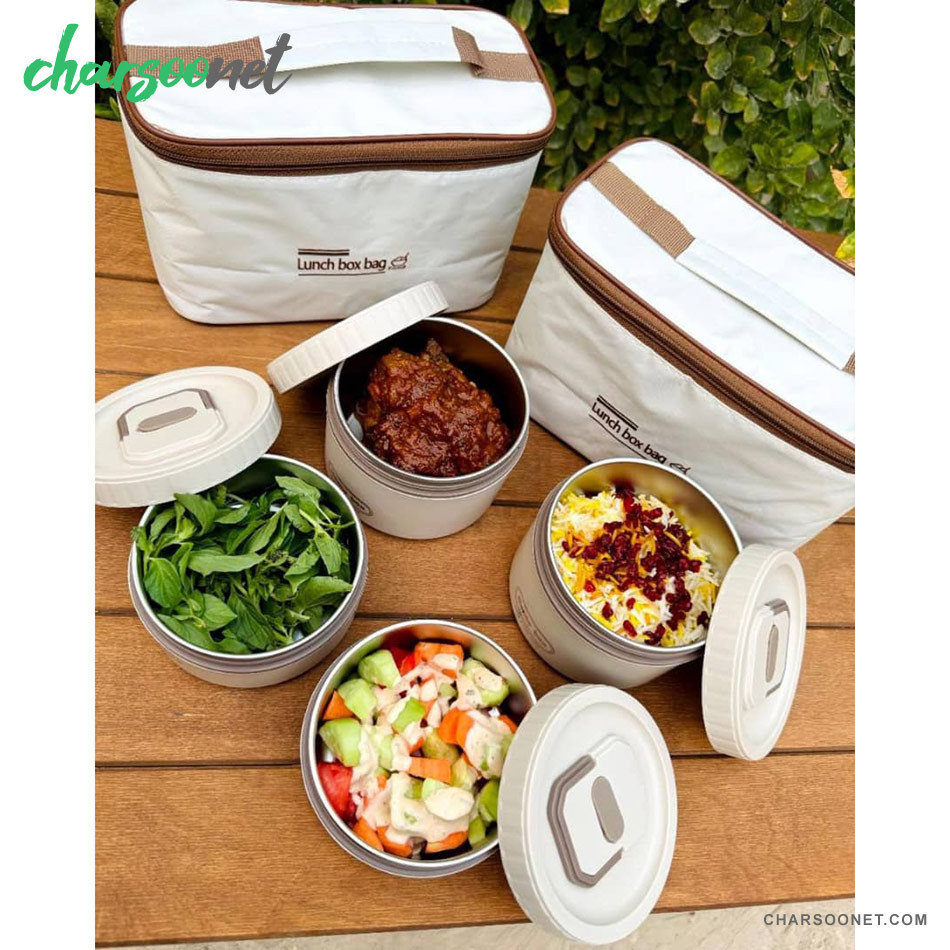 لانچ باکس ۴ تکه همراه کیف عایق دار برزنتی